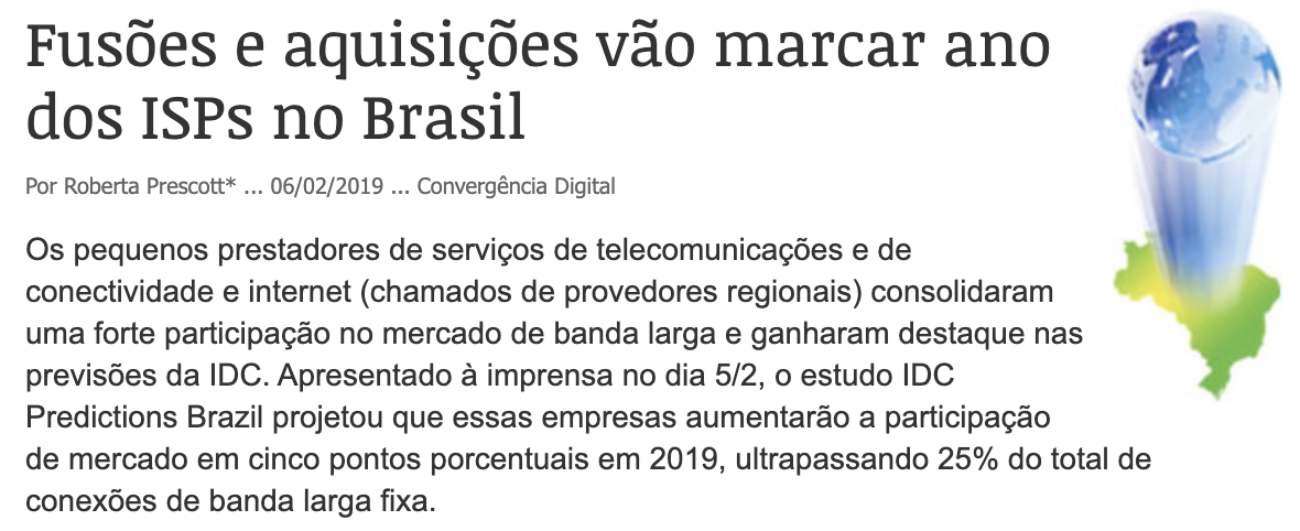 Fusões e aquisições vão marcar ano dos ISPs no Brasil – CONVERGÊNCIA DIGITAL